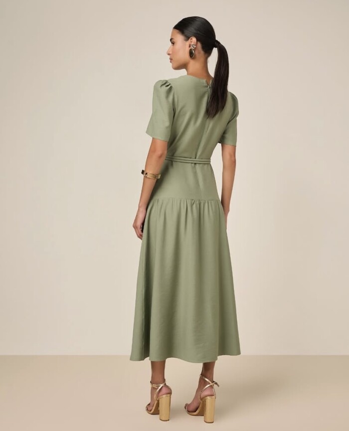 Vestido Godê Alfaiataria Com Cordão