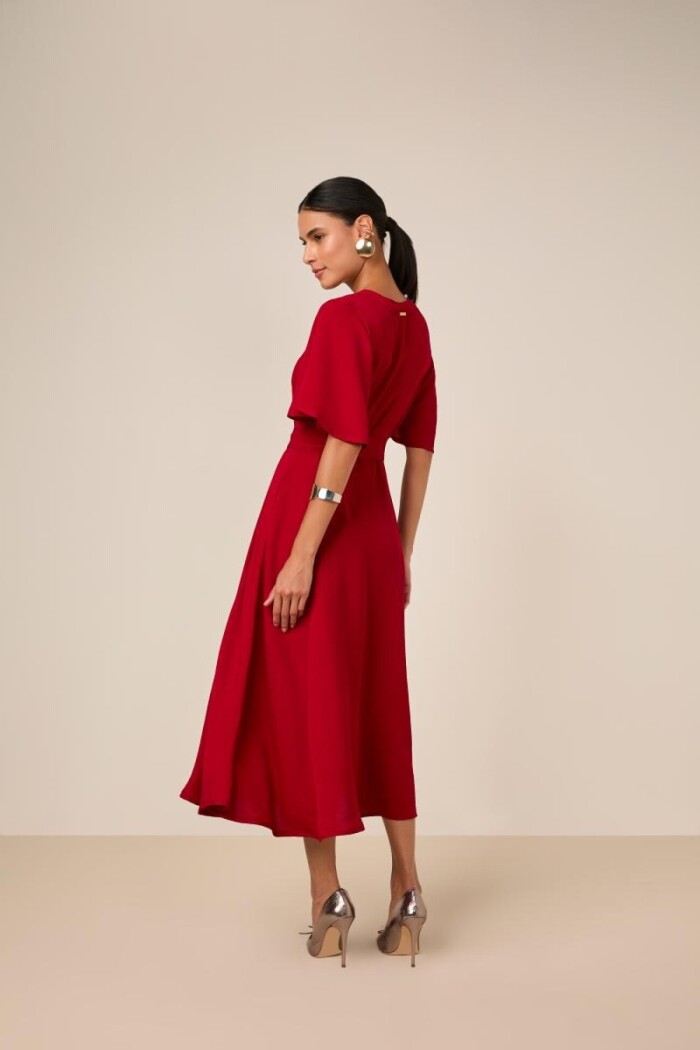 Vestido Bordô em Crepe